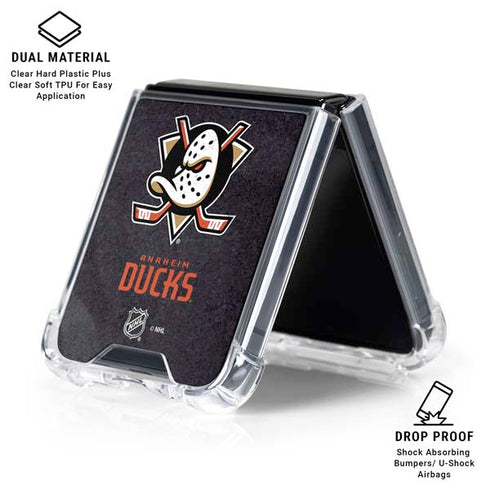 NHL Anaheim Ducks Distressed Galaxy Z Flip6 Clear Case